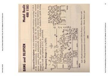 Bang And Olufsen Beolit ;400 1503 schematic circuit diagram
